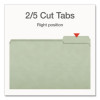 Heavy-Duty Pressboard Fastener Folders, 2/5-Cut Tab: Right, Expands 2", 2 Fasteners, Legal Size, Gray/Green, 25/Box