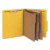 Heavy-Duty Pressboard Classification Folder, 2/5-Cut Tab, Expands 3", 3 Dividers, 8 Fasteners, Letter Size, Yellow, 10/Box