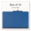 Heavy-Duty Pressboard Classification Folder, 2/5-Cut Tab: Right, Expands 3", 3 Dividers, 8 Fasteners, Legal Size, Blue, 10/Bx