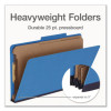 Heavy-Duty Pressboard Classification Folder, 2/5-Cut Tab: Right, Expands 3", 3 Dividers, 8 Fasteners, Legal Size, Blue, 10/Bx
