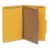 Heavy-Duty Pressboard Classification Folder, 2/5-Cut Tab, Expands 2", 1 Divider, 4 Fasteners, Legal Size, Yellow, 10/Box