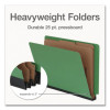 Heavy-Duty Pressboard End Tab Classification Folders, Expands 2", 2 Dividers, 6 Fasteners, Letter Size, Green, 10/Box