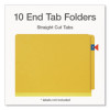 Heavy-Duty Pressboard End Tab Classification Folders, Expands 2", 2 Dividers, 6 Fasteners, Letter Size, Yellow, 10/Box