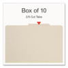 Heavy-Duty Pressboard Classification Folder, 2/5-Cut Tab, Expands 2", 2 Dividers, 6 Fasteners, Legal Size, Manila, 10/Box