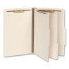 Heavy-Duty Pressboard Classification Folder, 2/5-Cut Tab, Expands 2", 2 Dividers, 6 Fasteners, Legal Size, Manila, 10/Box