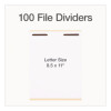 File Divider Set, End Tab: Straight, 1 Fastener, Letter Size, Manila, 100/Box