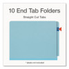 Heavy-Duty Pressboard End Tab Classification Folders, Expands 2", 2 Dividers, 6 Fasteners, Letter Size, Light Blue, 10/Box