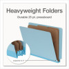 Heavy-Duty Pressboard End Tab Classification Folders, Expands 2", 2 Dividers, 6 Fasteners, Letter Size, Light Blue, 10/Box
