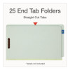 Colored Pressboard End Tab Fastener Folders, Straight Tab, Expands 1", 2 Fasteners, Legal Size, Light Green, 25/Box