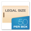 Manila Fastener Folders, Reinforced Straight Tab, 2 Fasteners, Legal Size, Manila, 50/Box