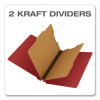 Heavy-Duty Pressboard End Tab Classification Folders, Expands 2.5", 2 Dividers, 6 Fasteners, Letter Size, Red, 10/Box