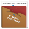 Heavy-Duty Pressboard End Tab Classification Folders, Expands 2.5", 2 Dividers, 6 Fasteners, Letter Size, Red, 10/Box