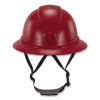 Skullerz 8963 Full Brim Class E Safety Helmet, 6-Point Standard Ratchet Suspension, One Size Fits Most (6.5 To 8), Red