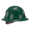 Skullerz 8964 Full Brim Class C Safety Helmet, Vented, 6-Point Standard Ratchet Suspension, One Size Fits Most, Green