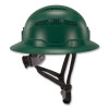 Skullerz 8964 Full Brim Class C Safety Helmet, Vented, 6-Point Standard Ratchet Suspension, One Size Fits Most, Green