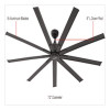 Industrial Ceiling Fan, 72", 6 Speeds, 9,400 Cfm, Black