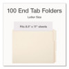 Manila End Tab Folders, 1/3-Cut Tabs: Assorted, Letter Size, 0.75" Expansion, Manila, 100/Box