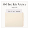 Manila End Tab Expansion Folders, 1/3-Cut Tabs: Assorted, Letter Size, 0.75" Expansion, Manila, 100/Box