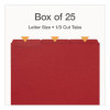 Recycled Colored File Folders, 1/3-Cut Tabs: Assorted, Letter Size, 1" Expansion, Red, 25/Box