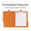 Colored Top Tab Fastener Folders, 1/3-Cut Tab: Assorted, Expands 0.75", 2 Fasteners, Letter Size, Orange, 50/Box