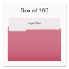Double-Ply Reinforced Top Tab Colored File Folders, 1/3-Cut Tabs: Assorted, Legal, 0.75" Expansion, Pink, 100/Box