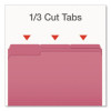 Double-Ply Reinforced Top Tab Colored File Folders, 1/3-Cut Tabs: Assorted, Legal, 0.75" Expansion, Pink, 100/Box