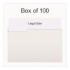 Double-Ply Reinforced Top Tab Colored File Folders, 1/3-Cut Tabs: Assorted, Legal, 0.75" Expansion, White, 100/Box