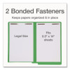 Colored Reinforced End Tab Fastener Folders, Straight Tab, Expands 0.75", 2 Fasteners, Legal Size, Green, 50/Box