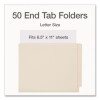 Manila End Tab Folders, Straight Tabs, Letter Size, 0.75" Expansion, Manila, 50/Box