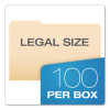 Reinforced Top File Folders, 1/3-Cut Tabs: Assorted Positions, Legal Size, Manila, 100/Box