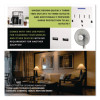 3 Outlet 2 Usb Wall Tap, 735 J, White