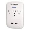 3 Outlet 2 Usb Wall Tap, 735 J, White