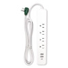 Four-Outlet Surge Protector With Three Usb Ports, 4 Ft Cord Length Cord, 450 J, White