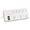 8 Outlet Surge Protector, 6 Ft Cord, 750 J, White