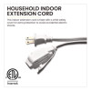Household Extension Cord, 15 Ft, 13 A, White, 3/Pack