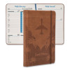 Travel Planner, Three Two Week Trips: 14 Subsections/Trip, Tropical Flight Artwork, 7 x 5, Distressed Brown Cover, Undated