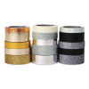 Washi Glitter Metallic Tape, Black/Gold/Silver, Assorted Sizes/Colors/Finishes, 15 Rolls/Pack