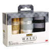 Washi Glitter Metallic Tape, Black/Gold/Silver, Assorted Sizes/Colors/Finishes, 15 Rolls/Pack