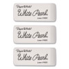 White Pearl Latex-Free Plastic Eraser, For Pencil Marks, Rectangular Block, White, 3/Pack