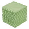 Microfiber Cloths, 12 x 12, Green, 12/Pack