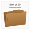 Kraft Fastener Folders, 2/5-Cut Tab: Right Of Center, Expands 0.75", 2 Fasteners, Legal Size, Kraft, 50/Box