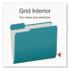 Double-Ply Reinforced Top Tab Colored File Folders, 1/3-Cut Tabs: Assorted, Letter, 0.75" Expansion, Teal, 100/Box