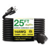 14 Awg Outdoor Extension Cord, 25 Ft, 15 A, Black