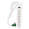 6 Outlet Surge Protector, 2.5 Ft Cord, 160 J, White