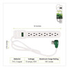6 Outlet Surge Protector, 2.5 Ft Cord, 160 J, White