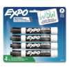 Dry Erase Marker, Chisel Tip, Black, 4/Pack