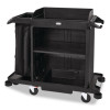 Compact Housekeeping Cart, Plastic, 3 Shelves 1 Bin, 23 x 53.12 x 19.1, Black