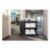 Compact Housekeeping Cart, Plastic, 3 Shelves 1 Bin, 23 x 53.12 x 19.1, Black