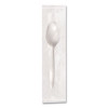 Elegant Dinnerware Heavyweight Cutlery, Individually Wrapped, Spoon, Plastic, White, 420/Box
