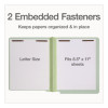 Colored Pressboard End Tab Fastener Folders, Straight Tab, Expands 2", 2 Fasteners, Letter Size, Light Green, 25/Box